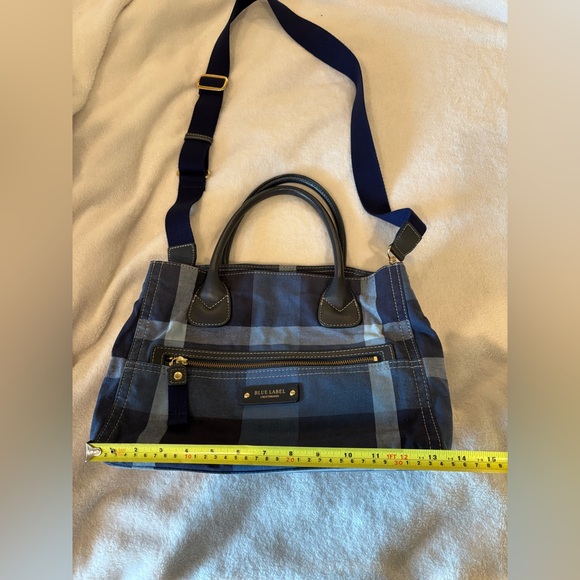 Burberry Blue Label denim blue plaid pattern bag with adjustable strap - Picture 5 of 7